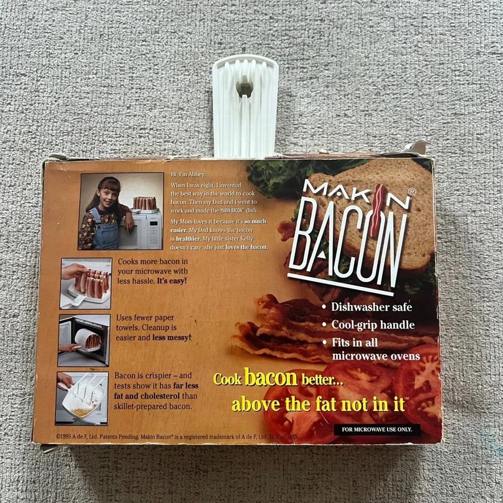 Makin Bacon Microwave Bacon Cooker Tray As Seen On TV White Dishwasher Safe 1995